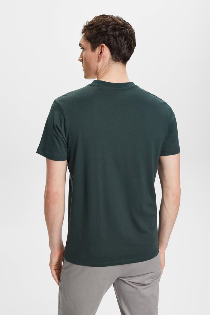 V-ringad T-shirt i bomull med smal passform, TEAL BLUE, detail image number 3