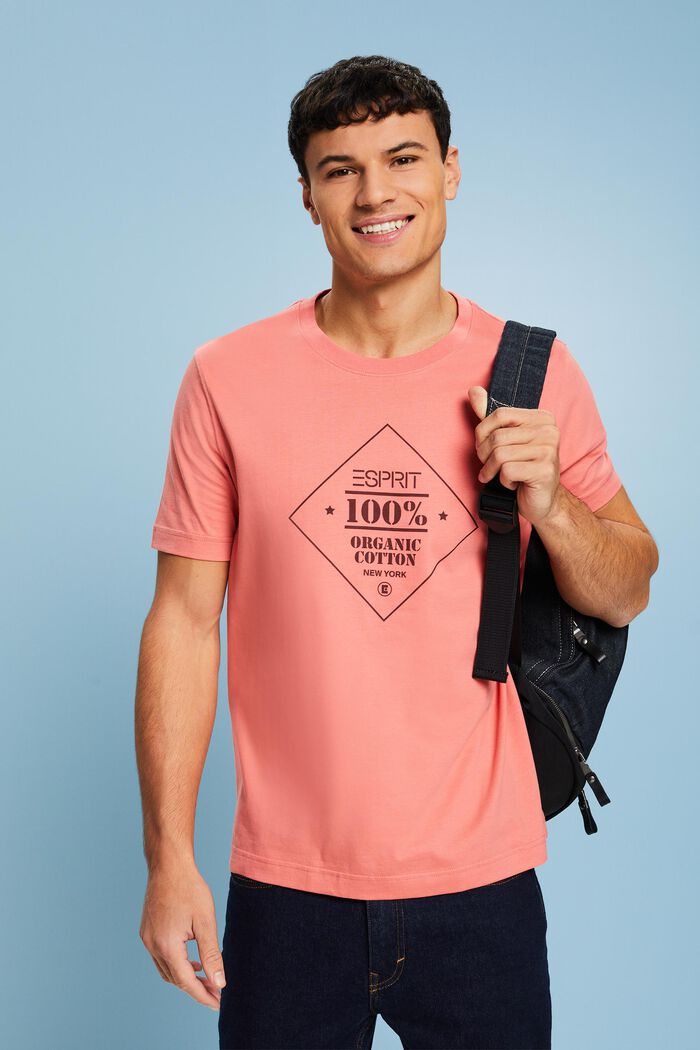 T-shirt i bomull med logotryck, PINK, detail image number 0
