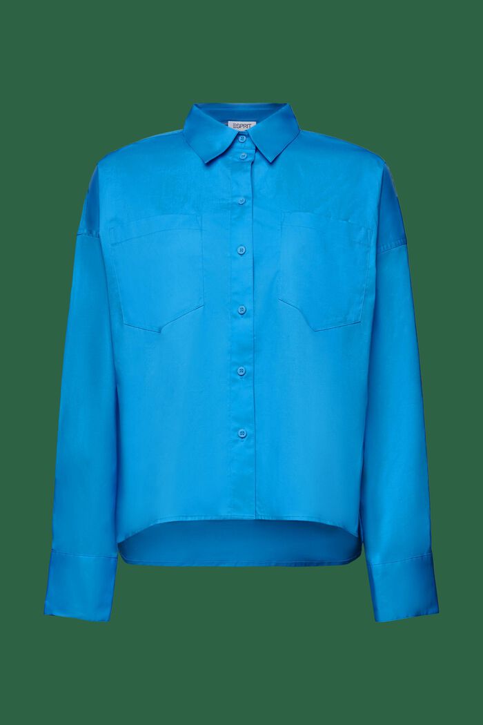 Helknäppt skjorta i bomullspoplin, BLUE, detail image number 5