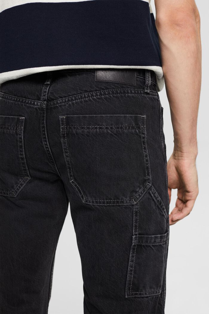 Raka jeans med medelhög midja, BLACK DARK WASHED, detail image number 3