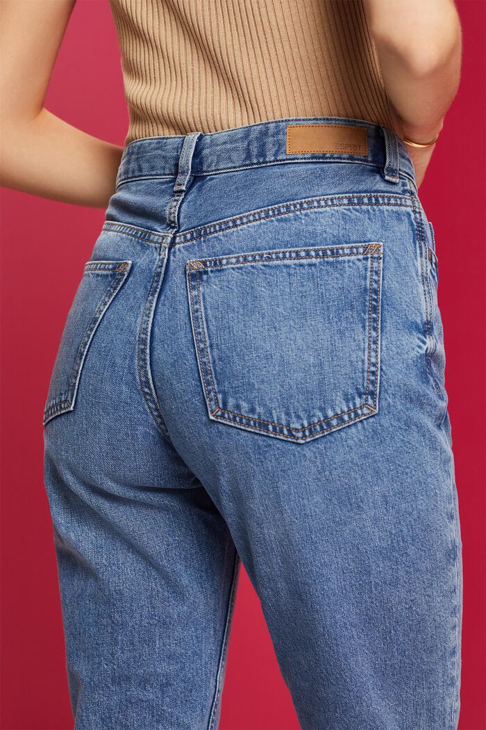 Mom-jeans med hög midja, bomullsblandning, BLUE LIGHT WASHED, detail image number 2