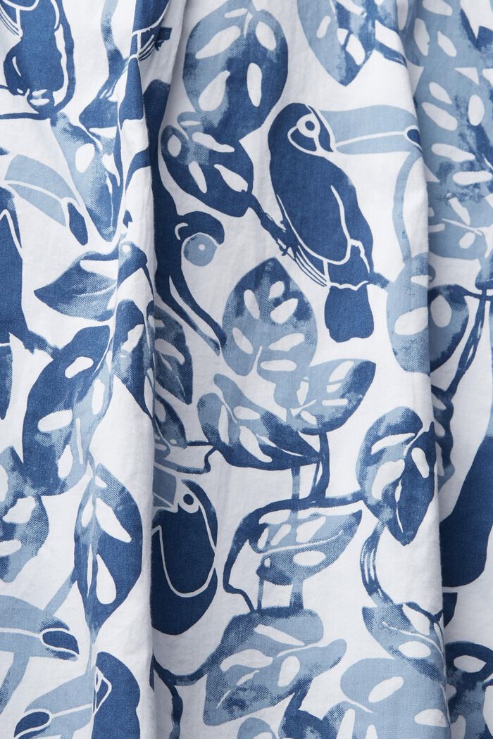 Kortärmad skjorta med tropiskt mönster, 100% bomull, BLUE, detail image number 5