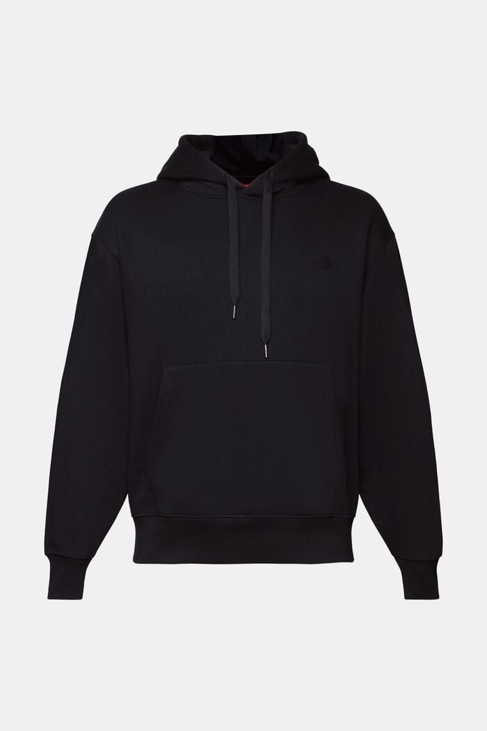 Sweatshirt med huva och logobroderi, BLACK, detail image number 5