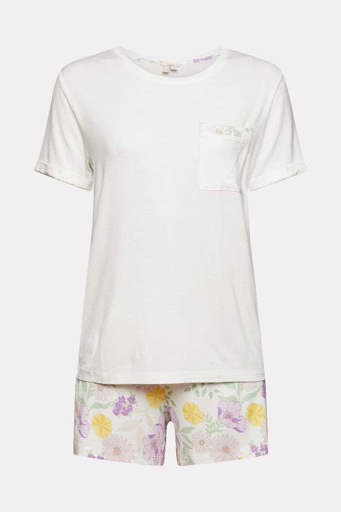 Pyjamasset med kort byxa, LENZING™ ECOVERO™, OFF WHITE, detail image number 6