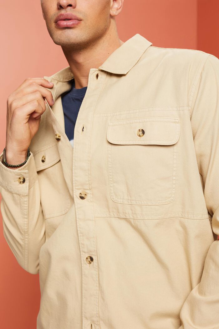 Twill overshirt, 100% bomull, SAND, detail image number 2