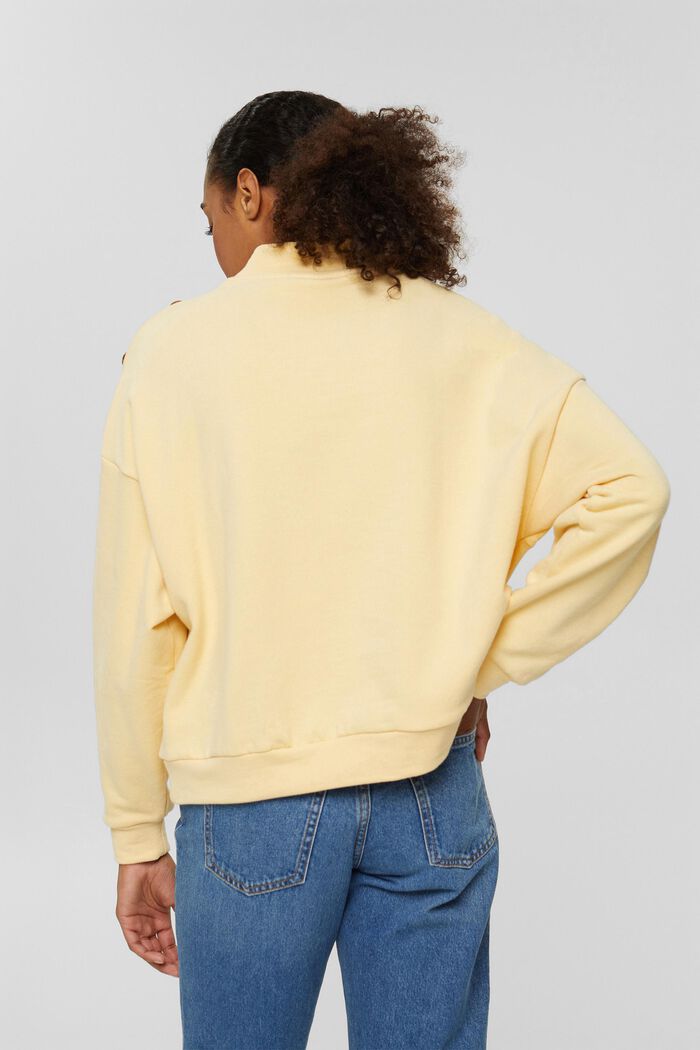 Sweatshirt med knappslå, bomullsmix, PASTEL YELLOW, detail image number 3