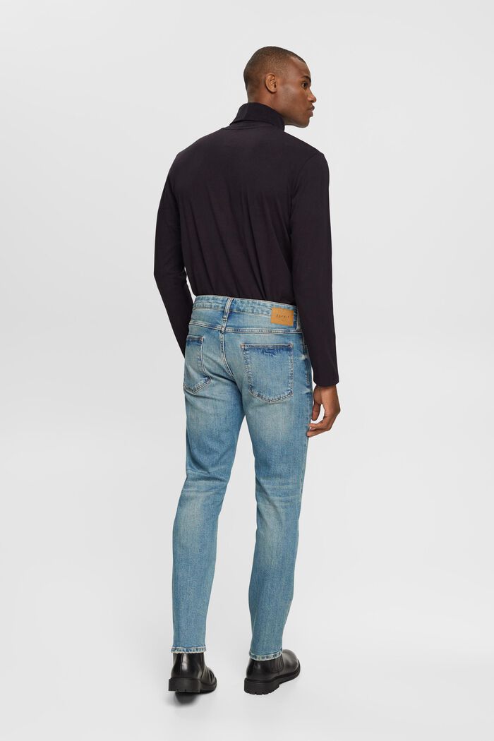 Stentvättade jeans med smal passform, ekologisk bomull, BLUE MEDIUM WASHED, detail image number 5