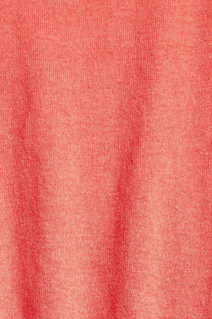 Finstickad tröja i 100% bomull, CORAL, detail image number 1
