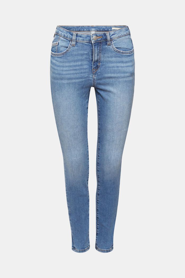 Skinny jeans med hög midja, BLUE MEDIUM WASHED, overview