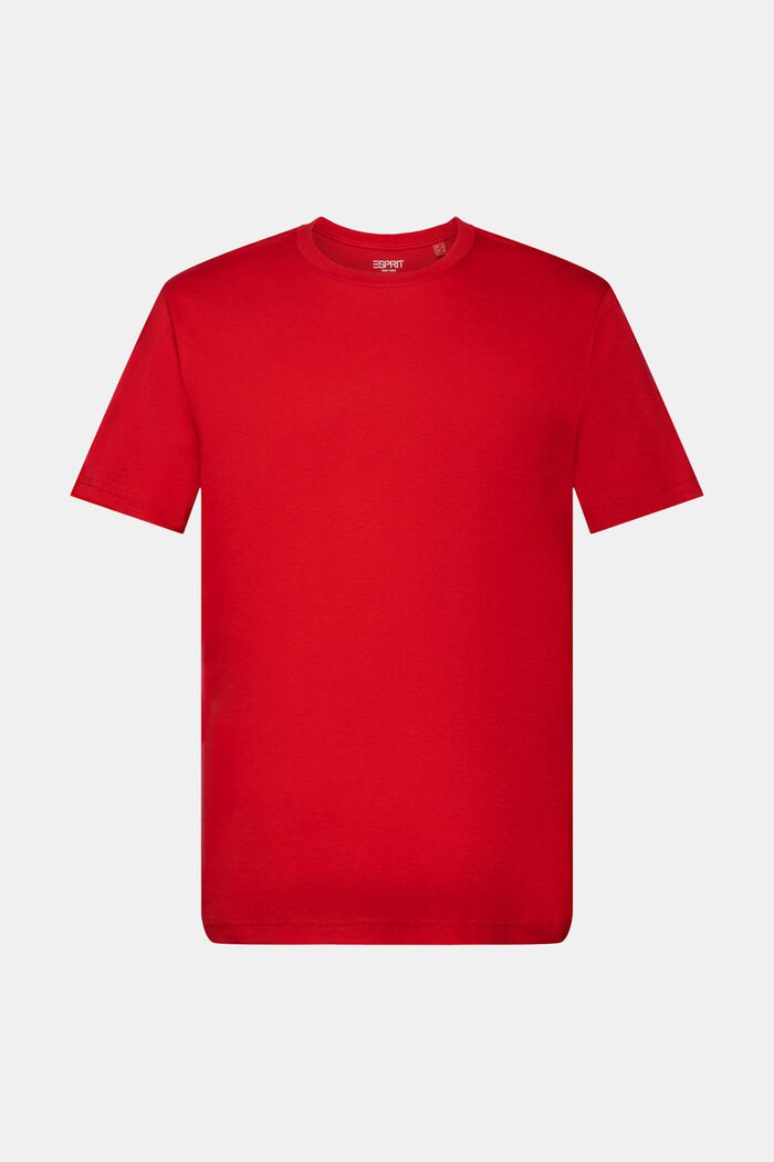 T-shirt i pimabomull-jersey med rund ringning, DARK RED, detail image number 6