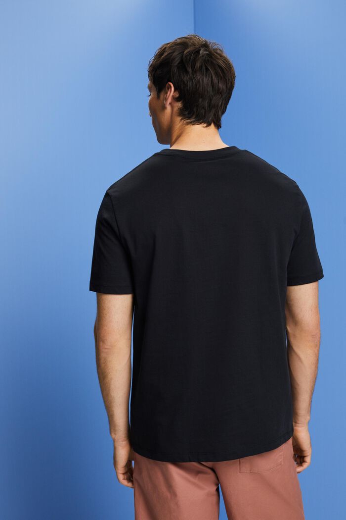 T-shirt med tryck på bröstet, 100% bomull, BLACK, detail image number 3