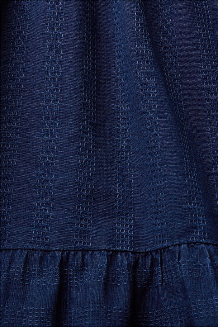 Midiklänning i bomull med volangvåd, NAVY, detail image number 5