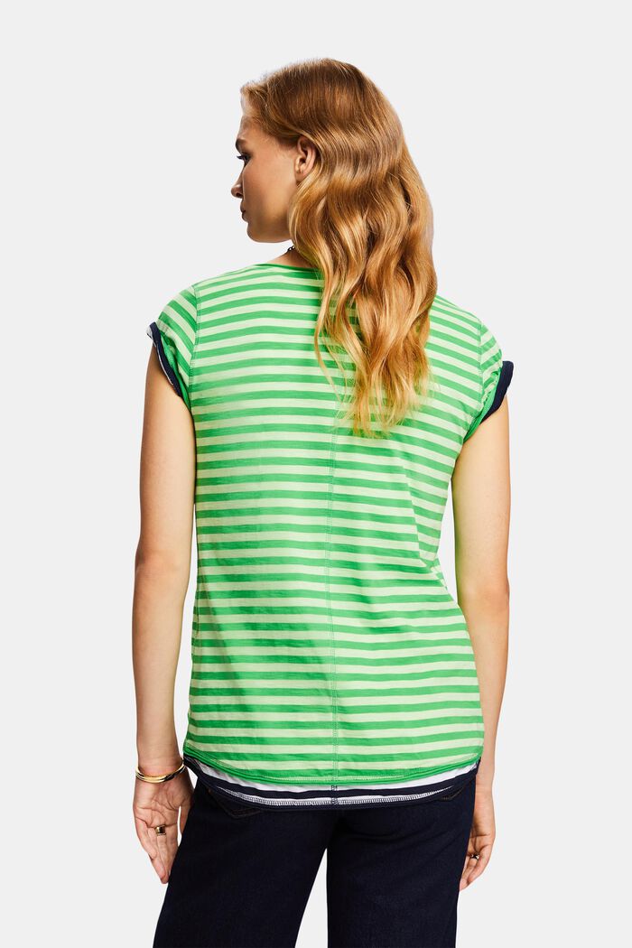Randig T-shirt med rullkant, GREEN, detail image number 3