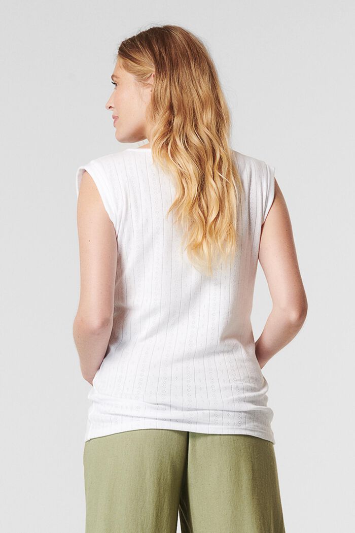 T-shirt med fint hålmönster, ekologisk bomull, BRIGHT WHITE, detail image number 2
