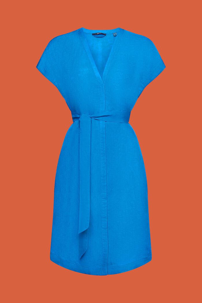 Tunikaklänning med skärp, linnemix, BRIGHT BLUE, detail image number 5