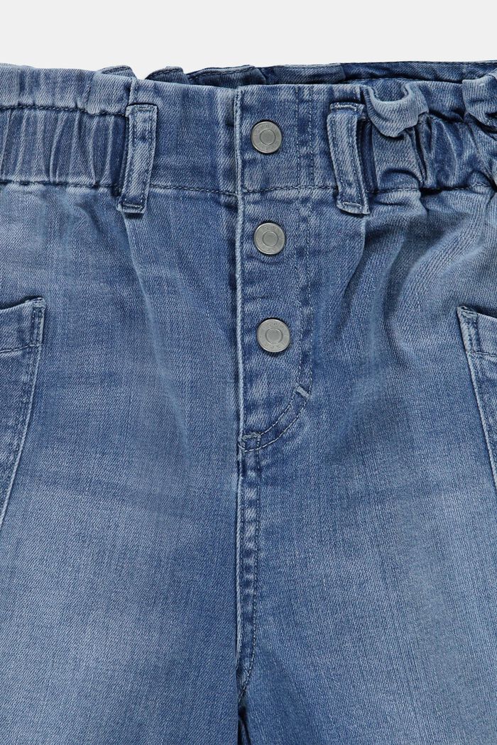 Jeansshorts i ballongmodell med elastisk linning, BLUE LIGHT WASHED, detail image number 2