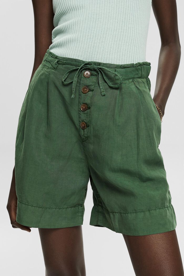 Med linne: shorts med knappgylf, DARK GREEN, detail image number 4