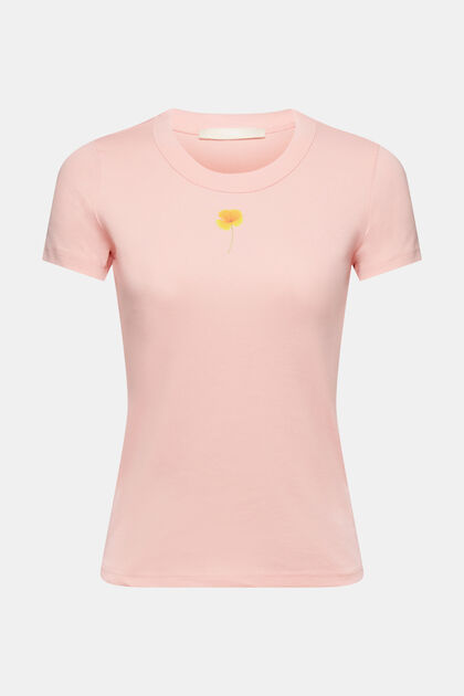 T-shirt med blomtryck på bröstet